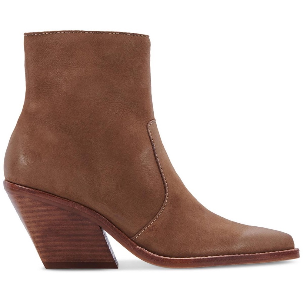 DOLCE VITA Volli Pointed Toe Bootie BROWN SUEDE WESTERN BOOTS